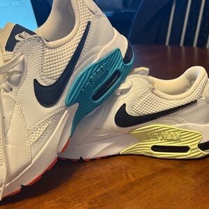 Nike Air Max White with Teal and Yellow Accents